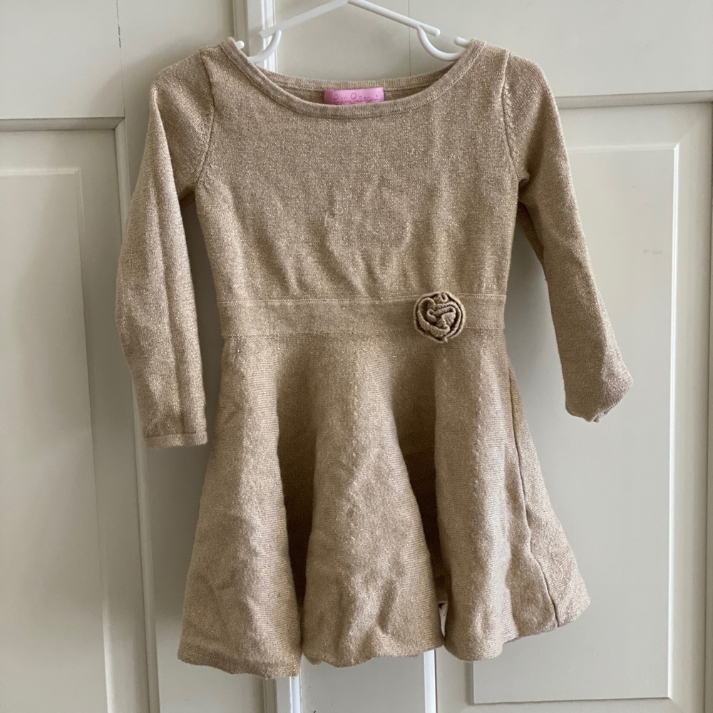 Lilly Pulitzer Gold Bow Dress XS